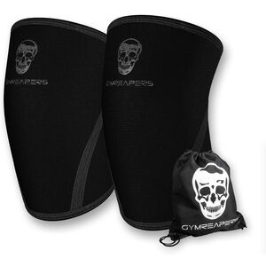 Gymreapers Knee Sleeves ADULT LARGE (1 Pair) With Gym Bag - IPF Black/Black